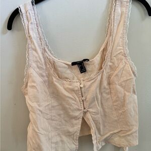 Forever 21 Cream Sleeveless Crop Tank Top
